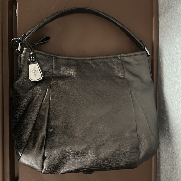 COLE HAAN  silver gray leather shoulder bag purse - Picture 7 of 12